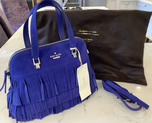 Kate spade blue suede fringe - kate,